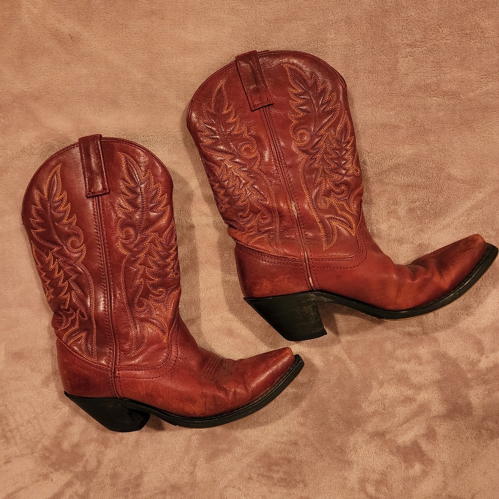 Women's red cowgirl boots.